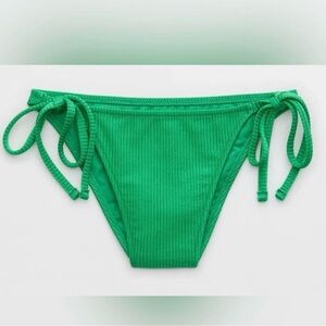 AE Aerie Cheeky Cheekiest Strappy Side Tie Green Bikini Bottom Size Medium NWT